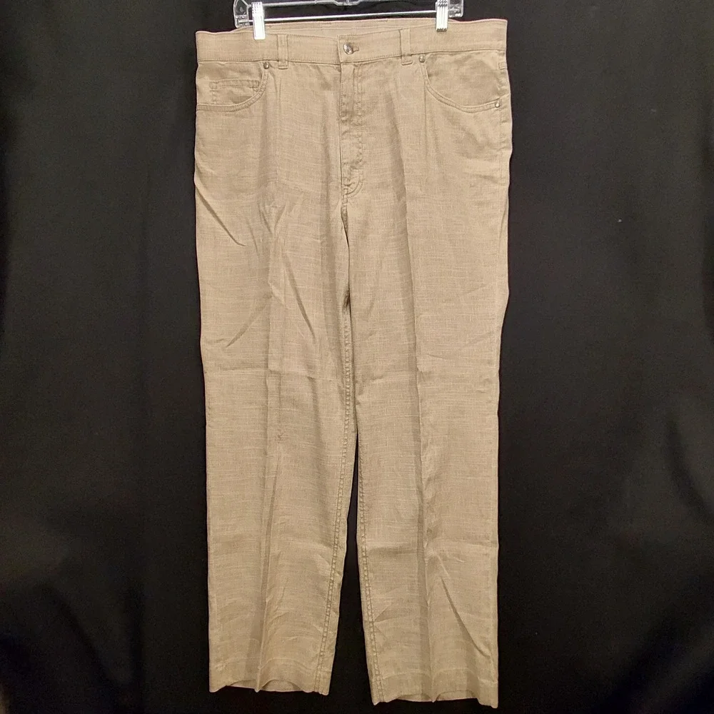 Hiltl Tan Linen Blend 5-Pocket Trousers German Made Romania Mens 40/34 ZE500